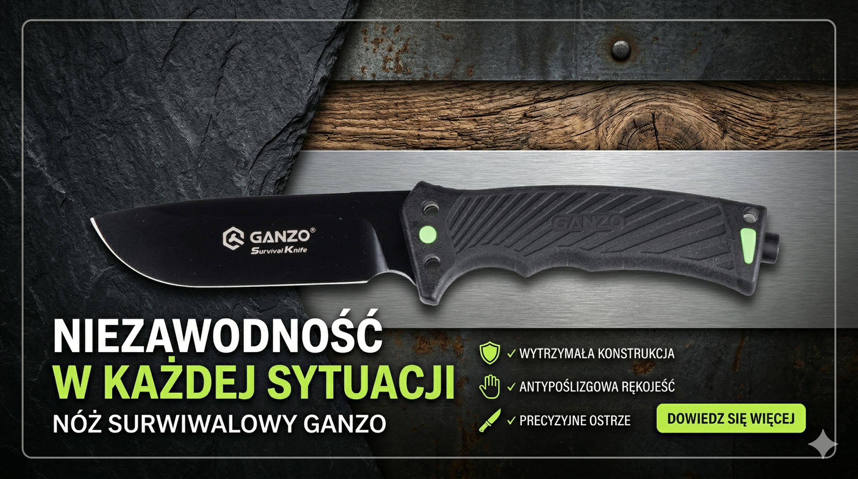 Nóż taktyczny survivalowy Gnazo